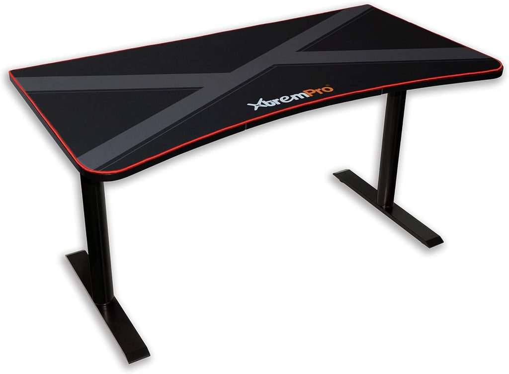 Black Gaming Desk with Cable Management Full Mouse Pad Cover L976