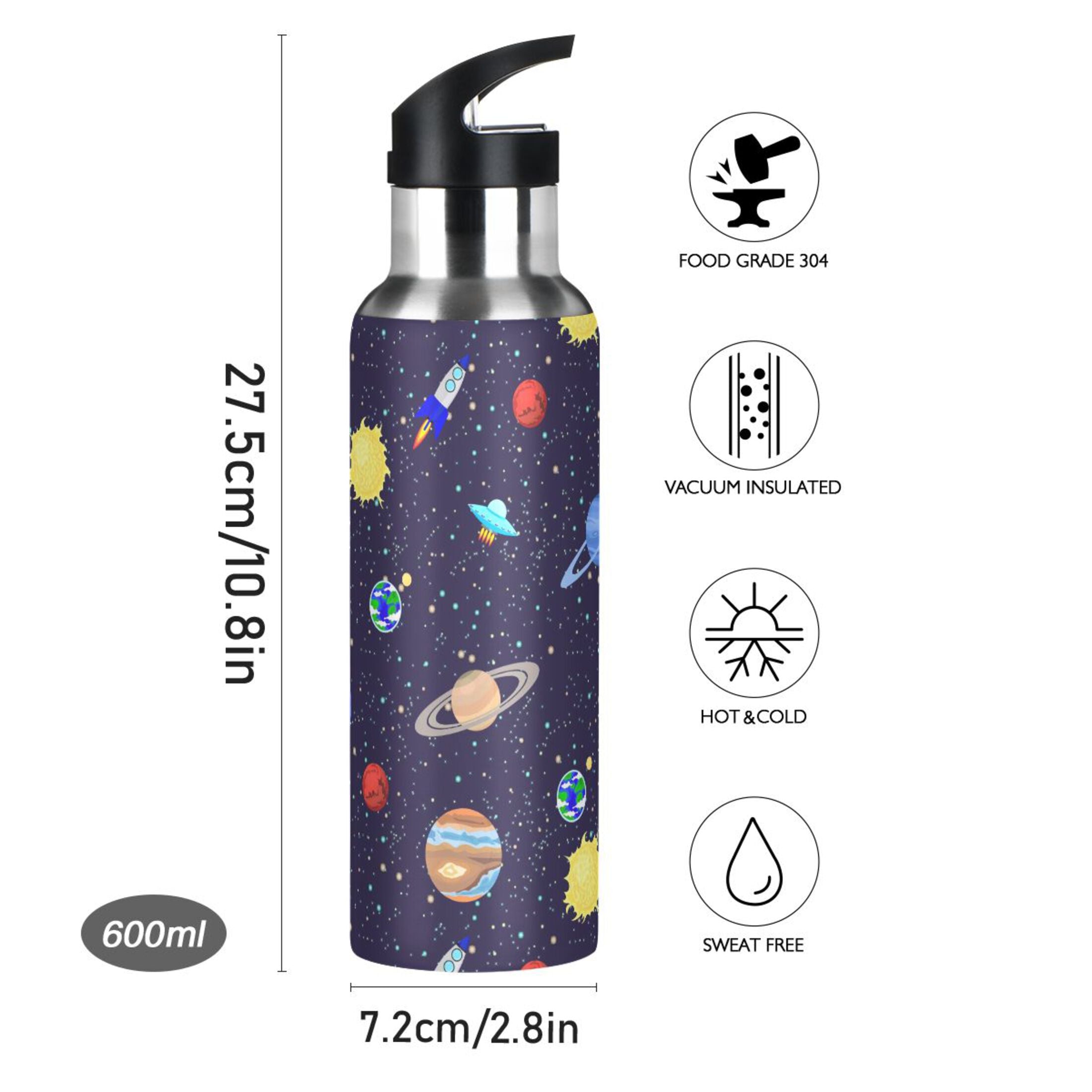20 OZ Stainless Steel Water Bottle with Straw Lid O6120