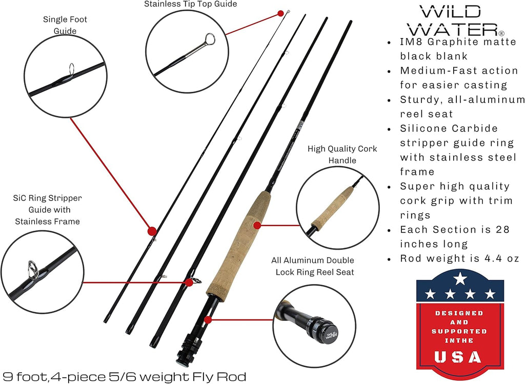 9-foot 4-Piece Fly Fishing Rod Combo with Die Cast Aluminum Reel V761