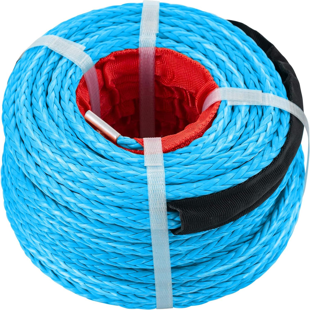 Synthetic Winch Rope 3/8in x 100ft with G70 Hook, 12 Strands, Blue Pack of 2 G3874