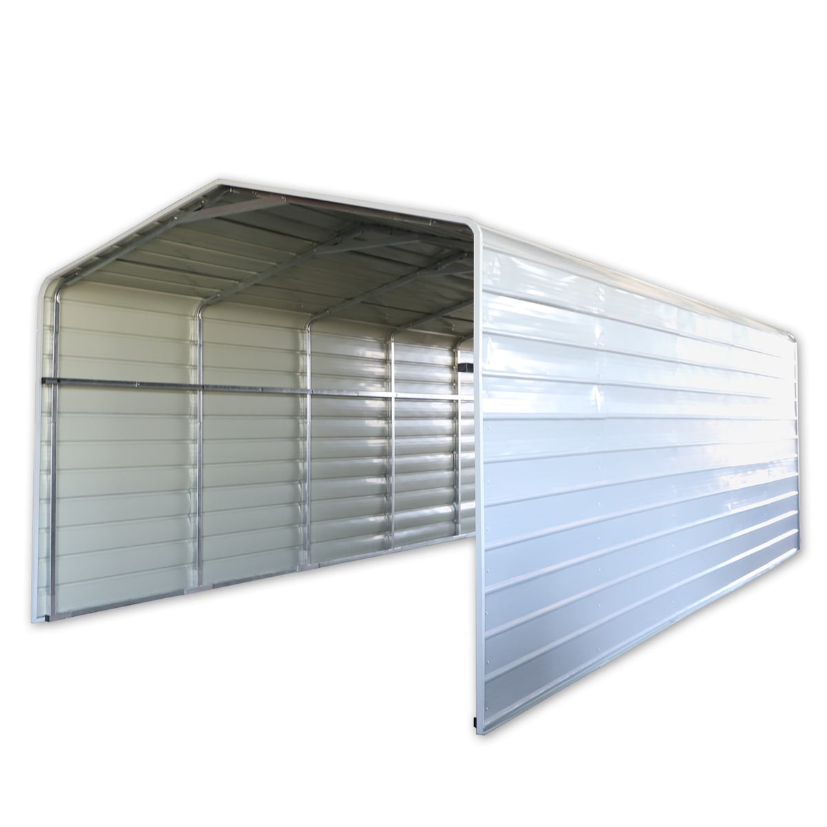 Galvanized Steel Carport Canopy Shelter with Sidewalls 12W x 26L x 10H ft Grey H668106