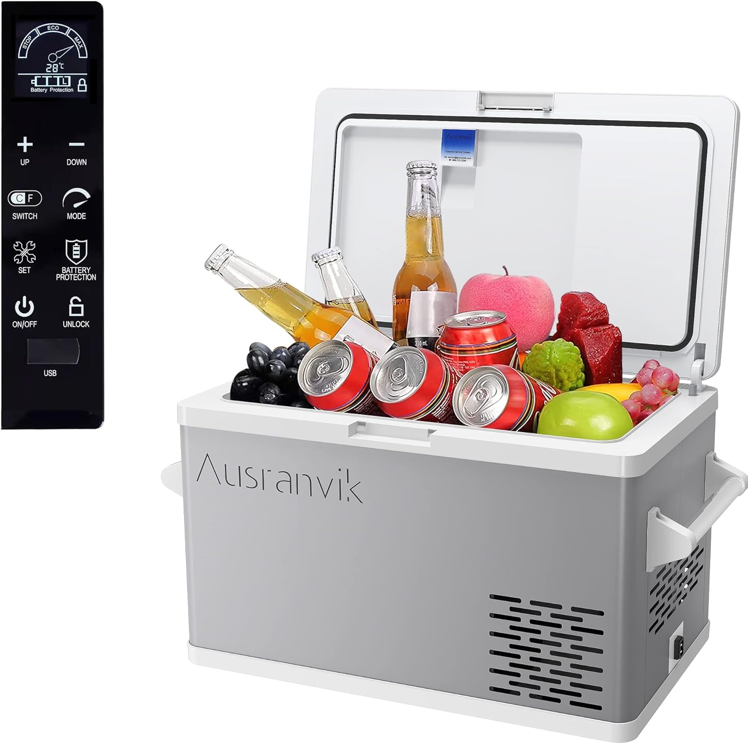 12V 37 Quart Car Electric Cooler With Freezer & Refrigerator Compartment R12239