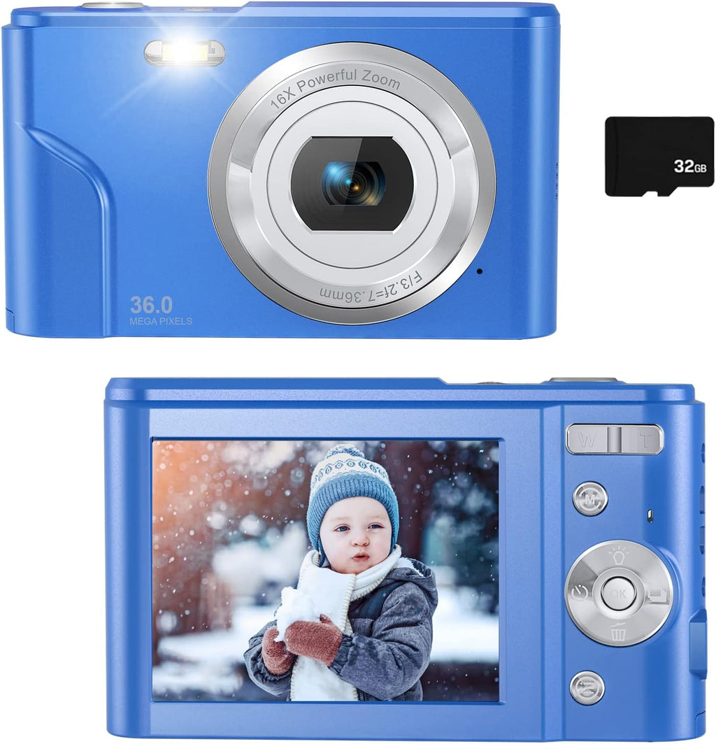 36MP Full HD 1080P Rechargeable Digital Camera with 32GB SD Card (Green) V643
