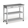 White Wood Kitchen Cart Island R719