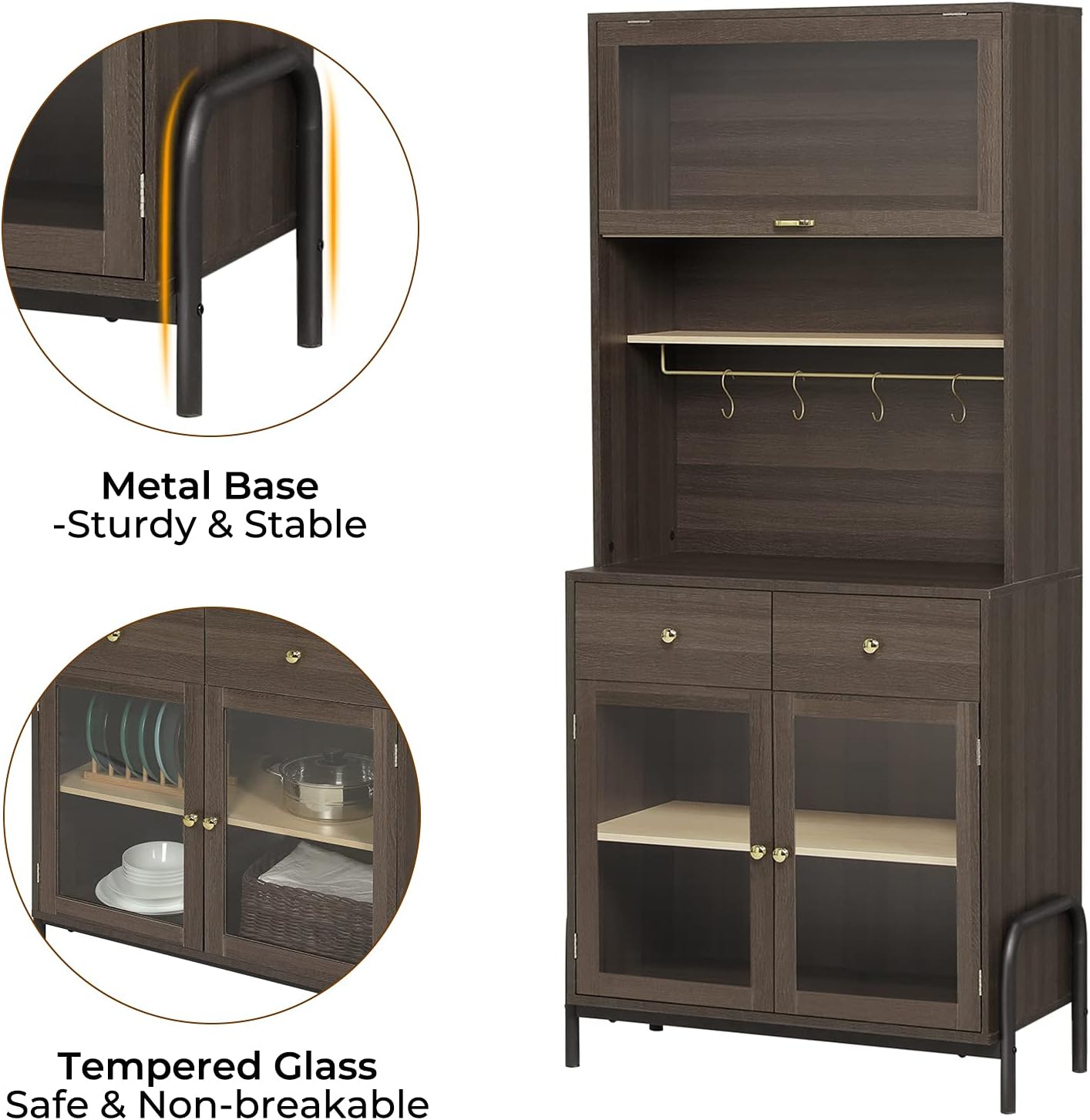 Buffet Cabinet with Storage, 71 Inches D456