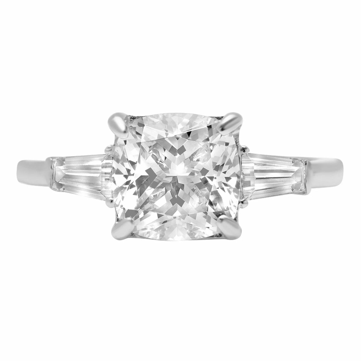 14K White Gold Three-Stone Diamond Engagement Ring size 9 X23839