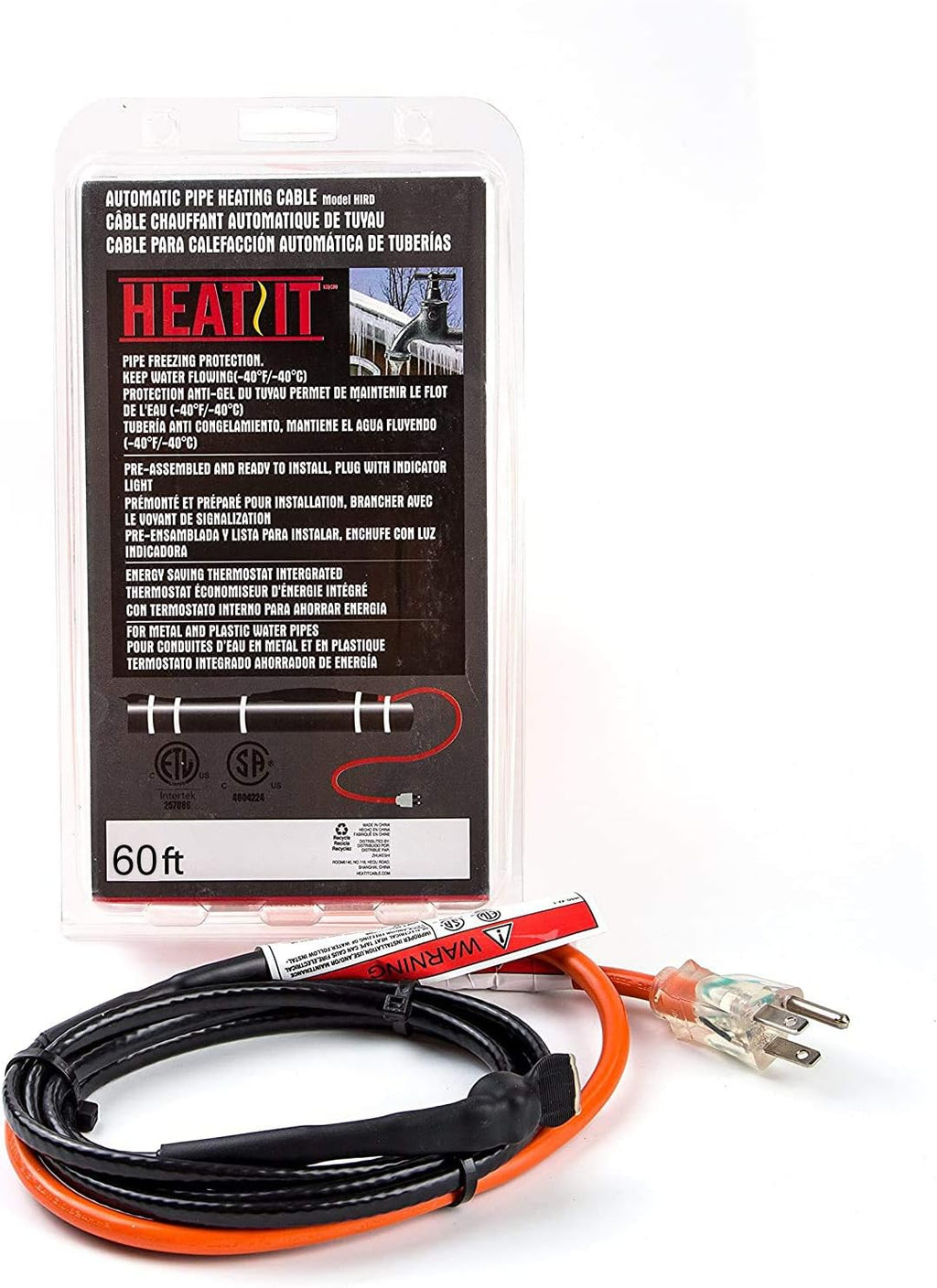 60-feet Pipe Heating Cable with Built-in Thermostat A449