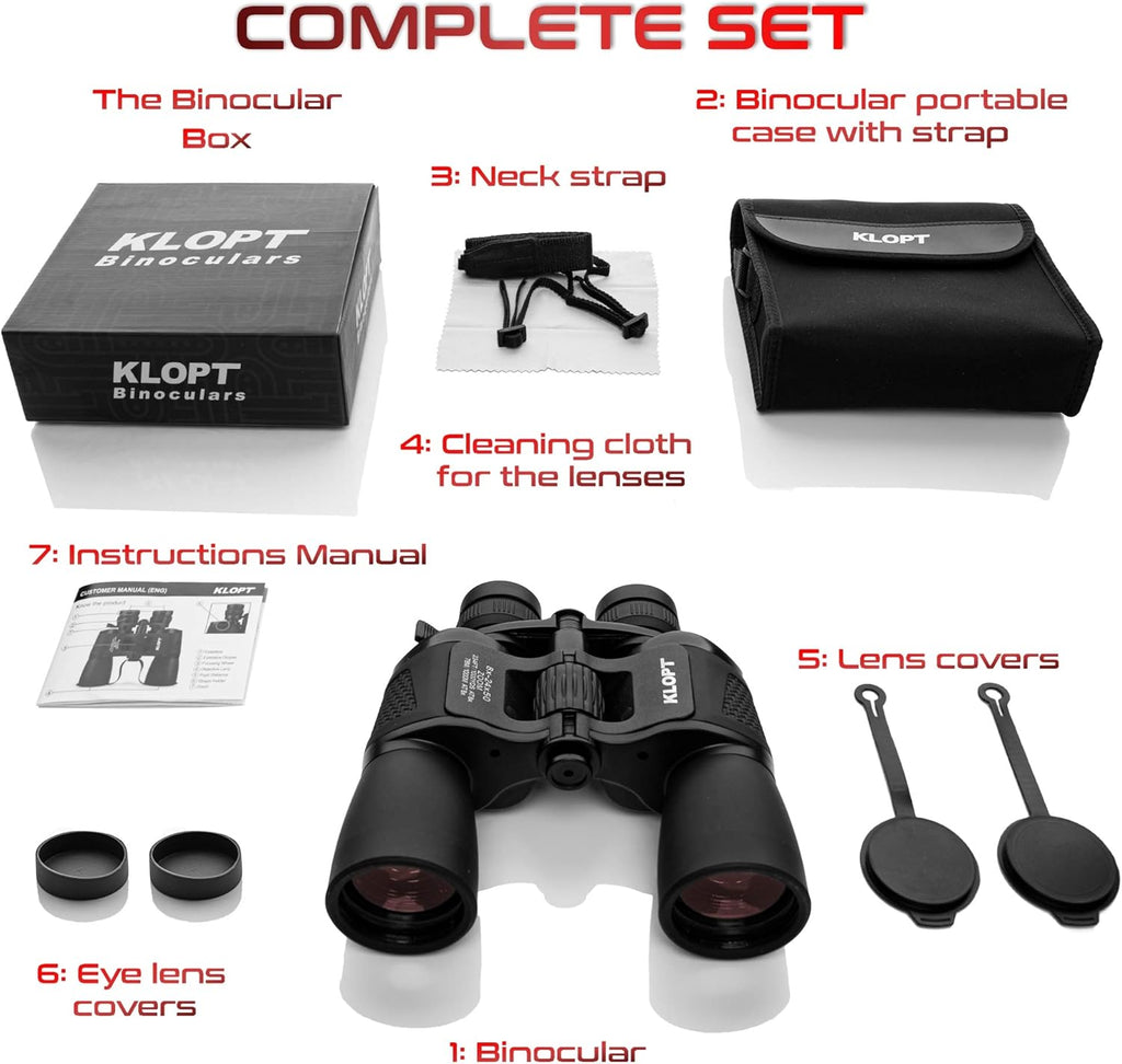 Zoom Binoculars 8x-24x50mm BAK4 Prism Porro Prism FMC Lens Binoculars with Carrying Case T81756