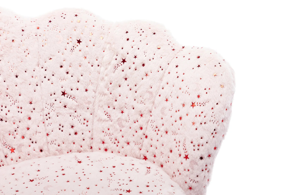 Pink Faux Fur Kids Sofa Chair with Gold Legs H11056