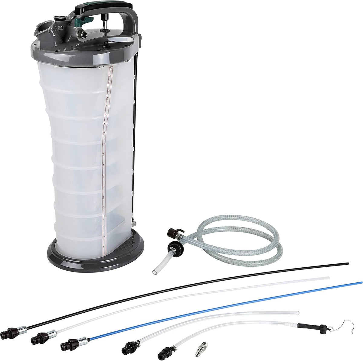 Manual/Pneumatic Fluid Extractor with Brake Bleeder Adapter, 10L Capacity, Polypropylene P2483