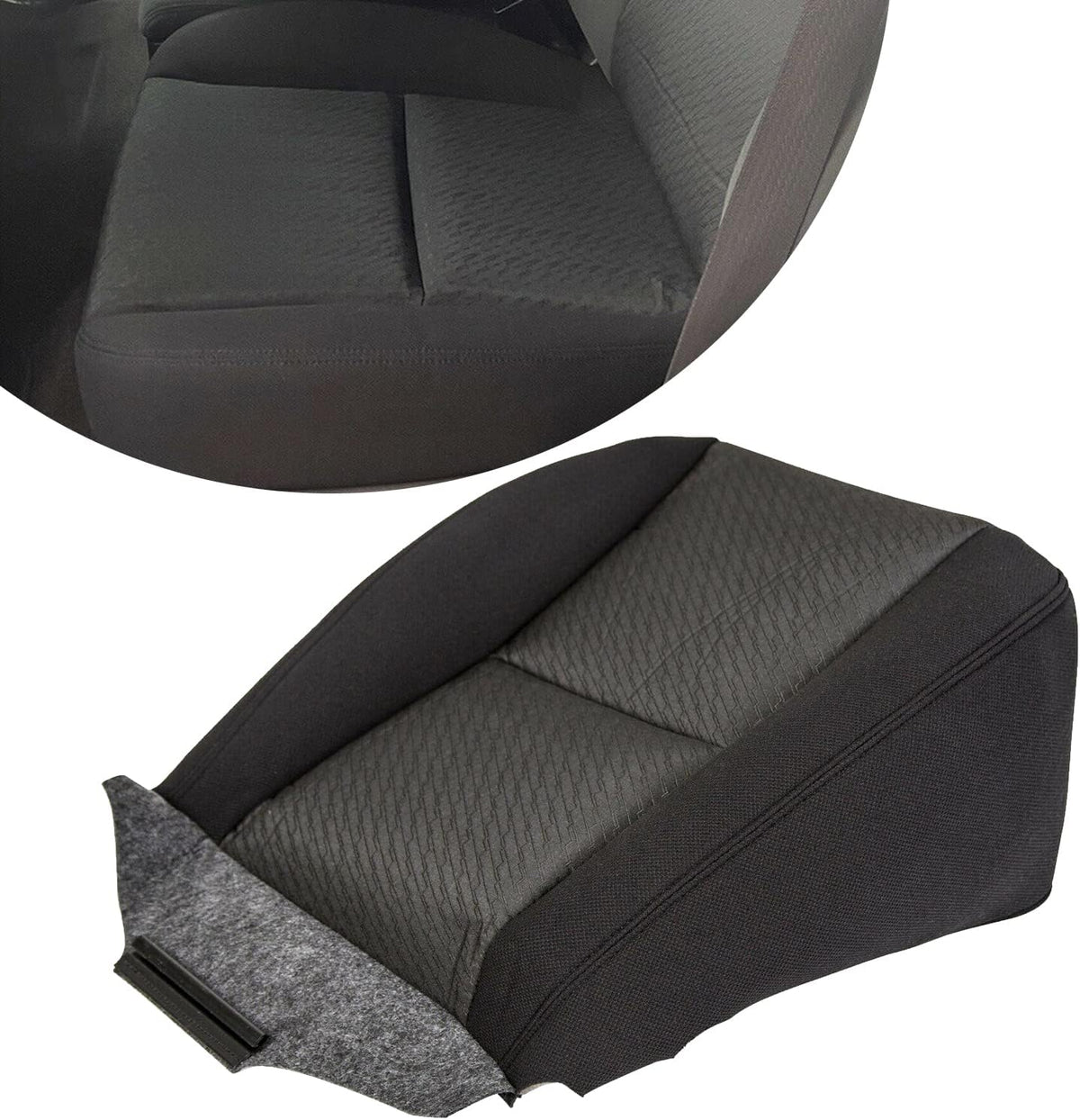 Cloth Bottom Replacement Seat Cover Bucket Front Left Driver Black Compatible with 2010-2014 Cadillac Chevrolet Chevy GMC Pack of 2 Q27540