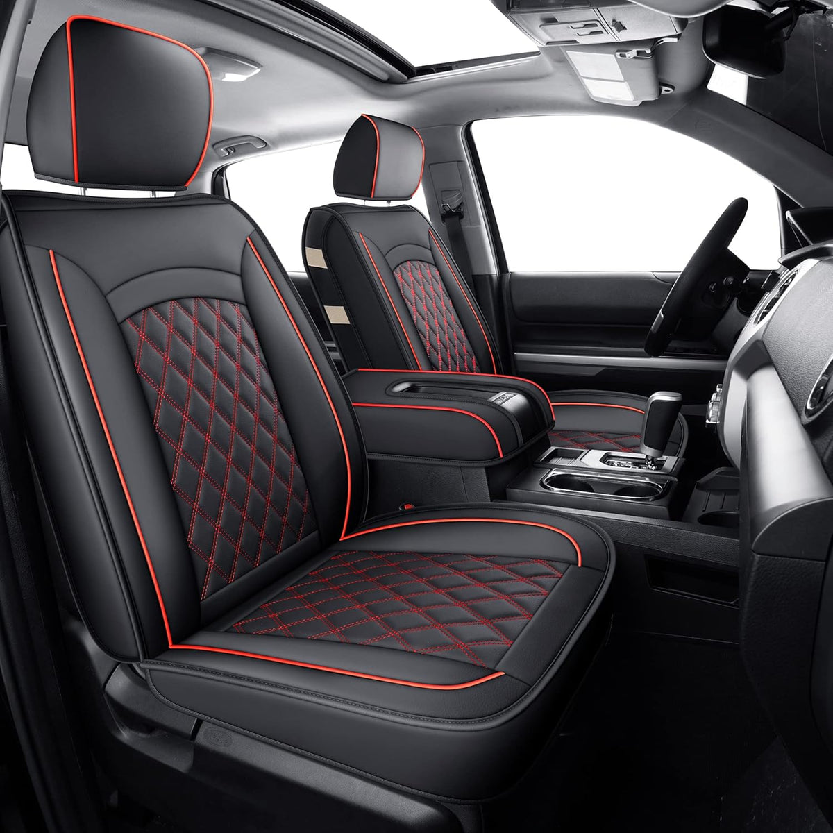 Rear Tundra Seat Covers with Faux Leather (Black Rear) H487613