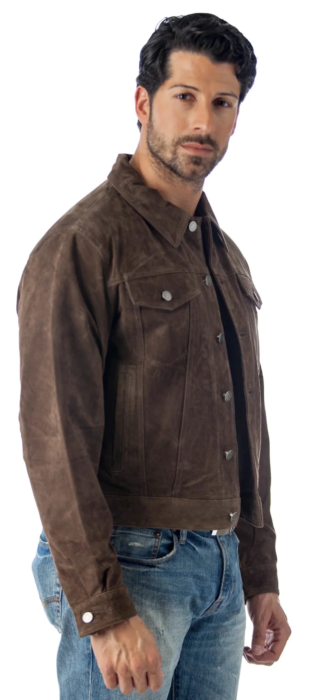Suede Leather Shirt Jacket (2XL, CAMEL) Y325