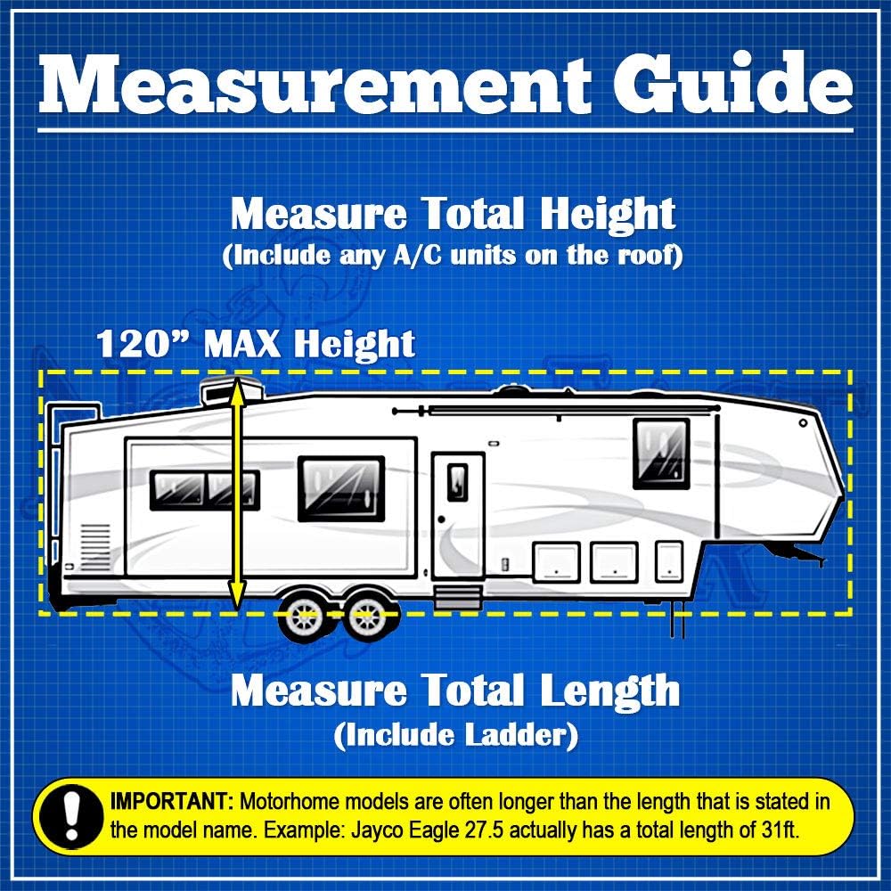 Waterproof 5th Wheel Toy Hauler RV Cover Fits Length 29'-33' Gray X202809