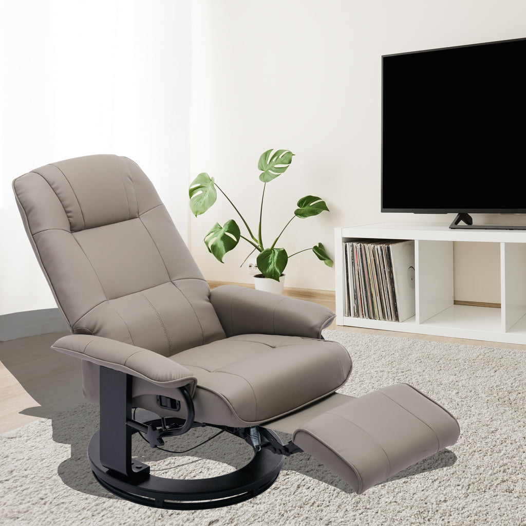 Grey Faux Leather Manual Swivel Recliner Chair with Footrest V943063