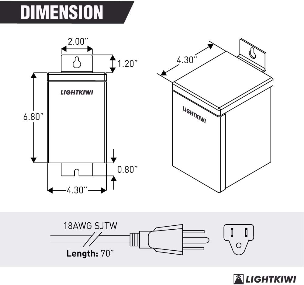 75 Watt Heavy-Duty Stainless Steel Multi-Tap Low Voltage Transformer E9966