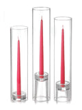 12x22 Taper Candles with Base Holders, Paradise Pink K2597