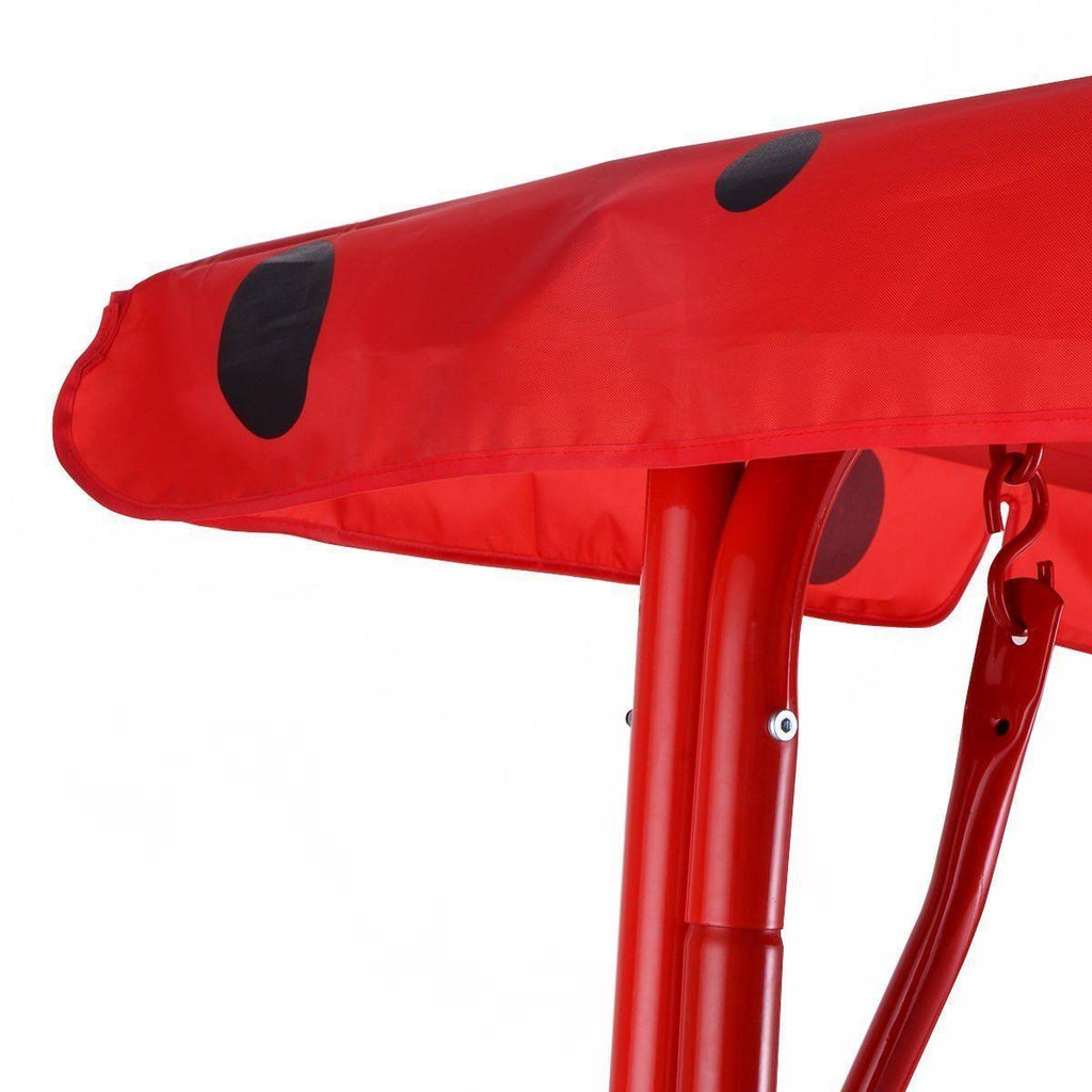 Red 2 Person Kids Patio Swing Chair with Canopy Q52382