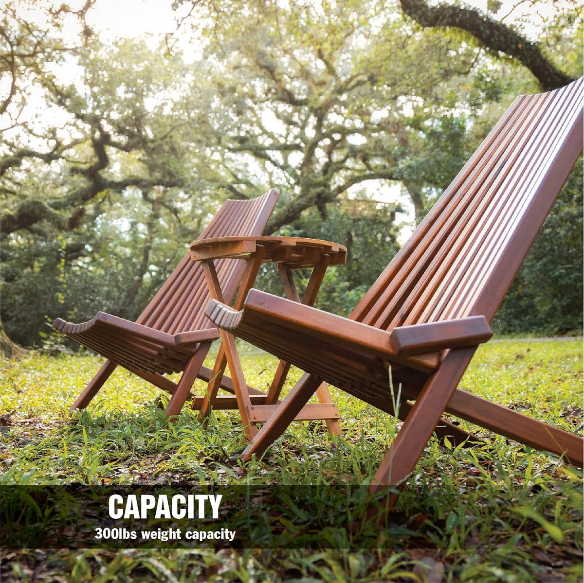 Folding Acacia Wood Outdoor Lounge Chair X244914