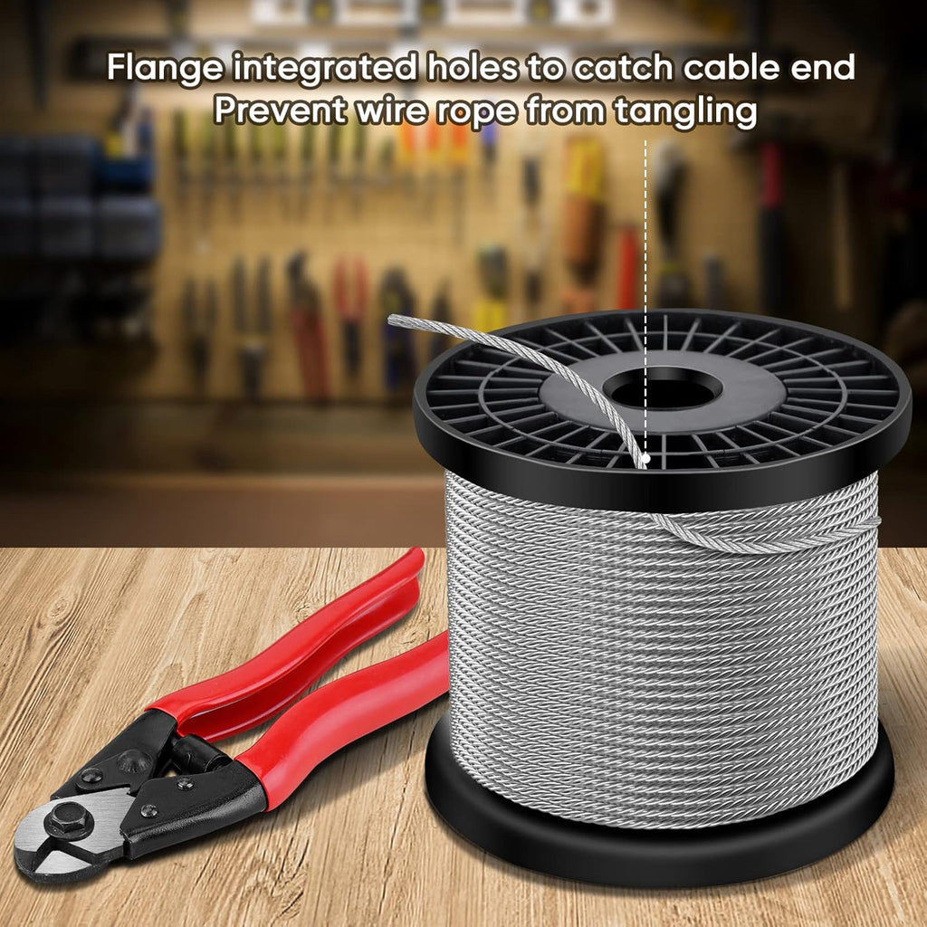 1/8 Stainless Steel Wire Rope Aircraft Cable 7x7 Strands 450ft with Cutter W4952