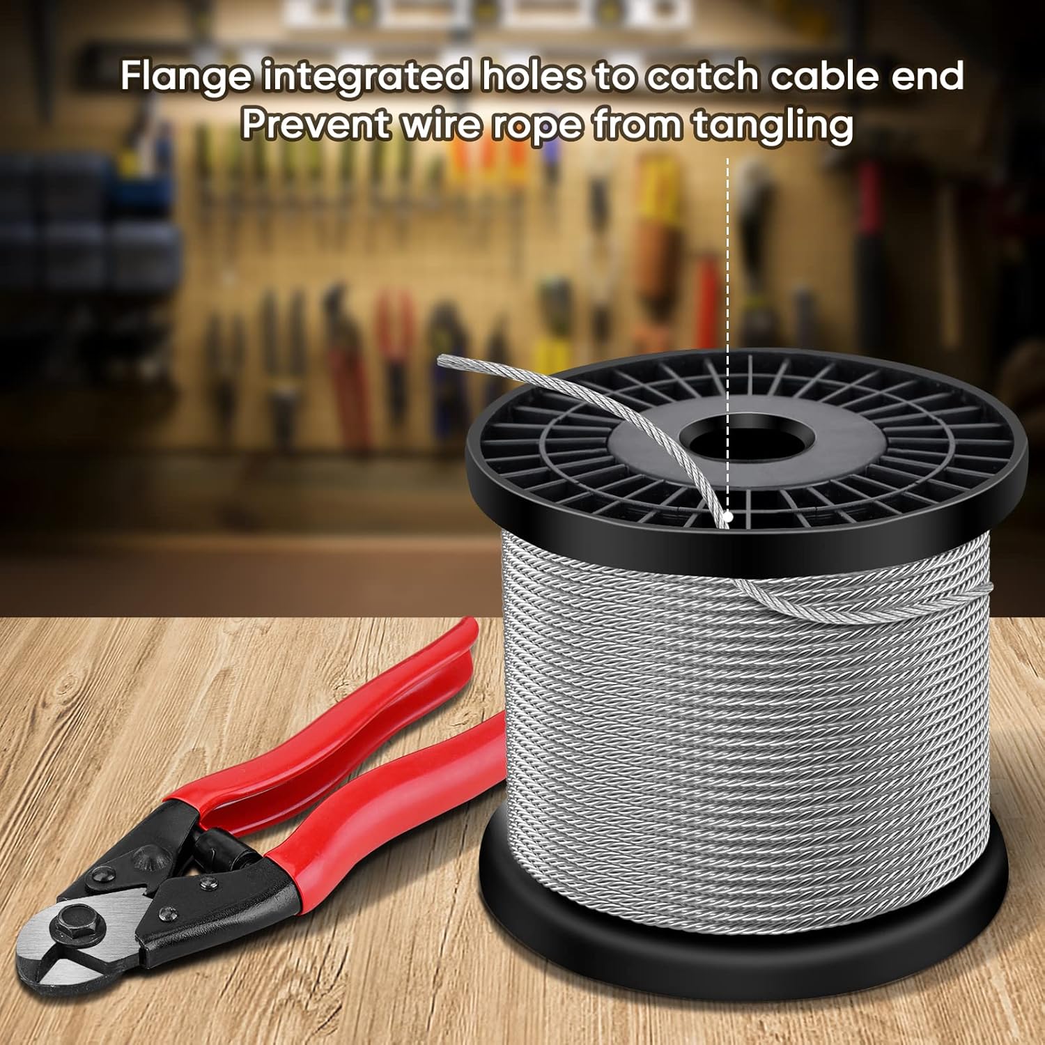 1/8 Stainless Steel Wire Rope Aircraft Cable 7x7 Strands 450ft with Cutter W4952