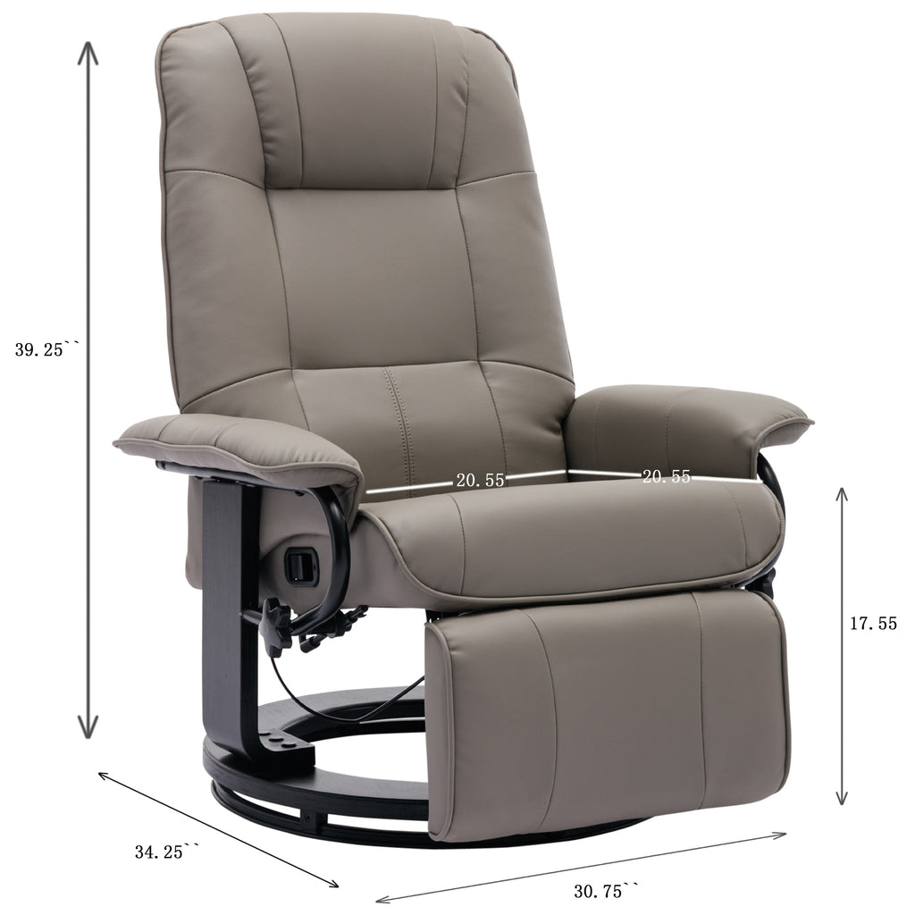 Grey Faux Leather Manual Swivel Recliner Chair with Footrest V943063