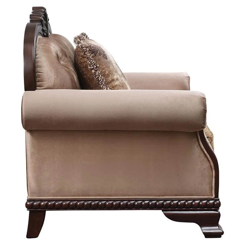 Brown Espresso Sofa with 5 Pillows H10580
