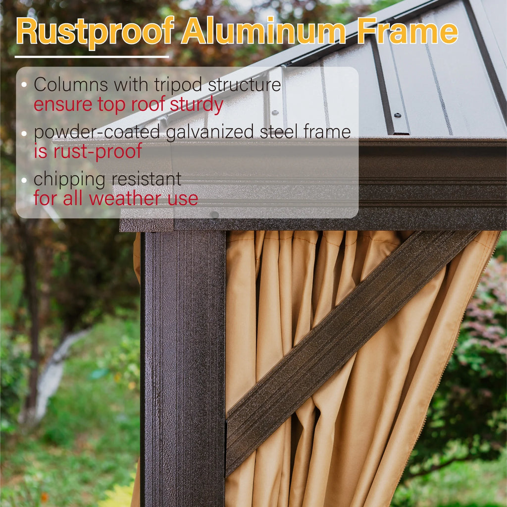 Brown Galvanized Steel Double Roof Patio Gazebo S254