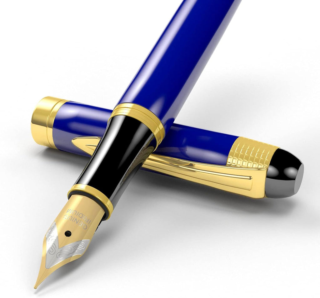 Fountain Pen Medium Nib with Converter, 2 Ink Cartridges (1 Black 1 Blue) O331