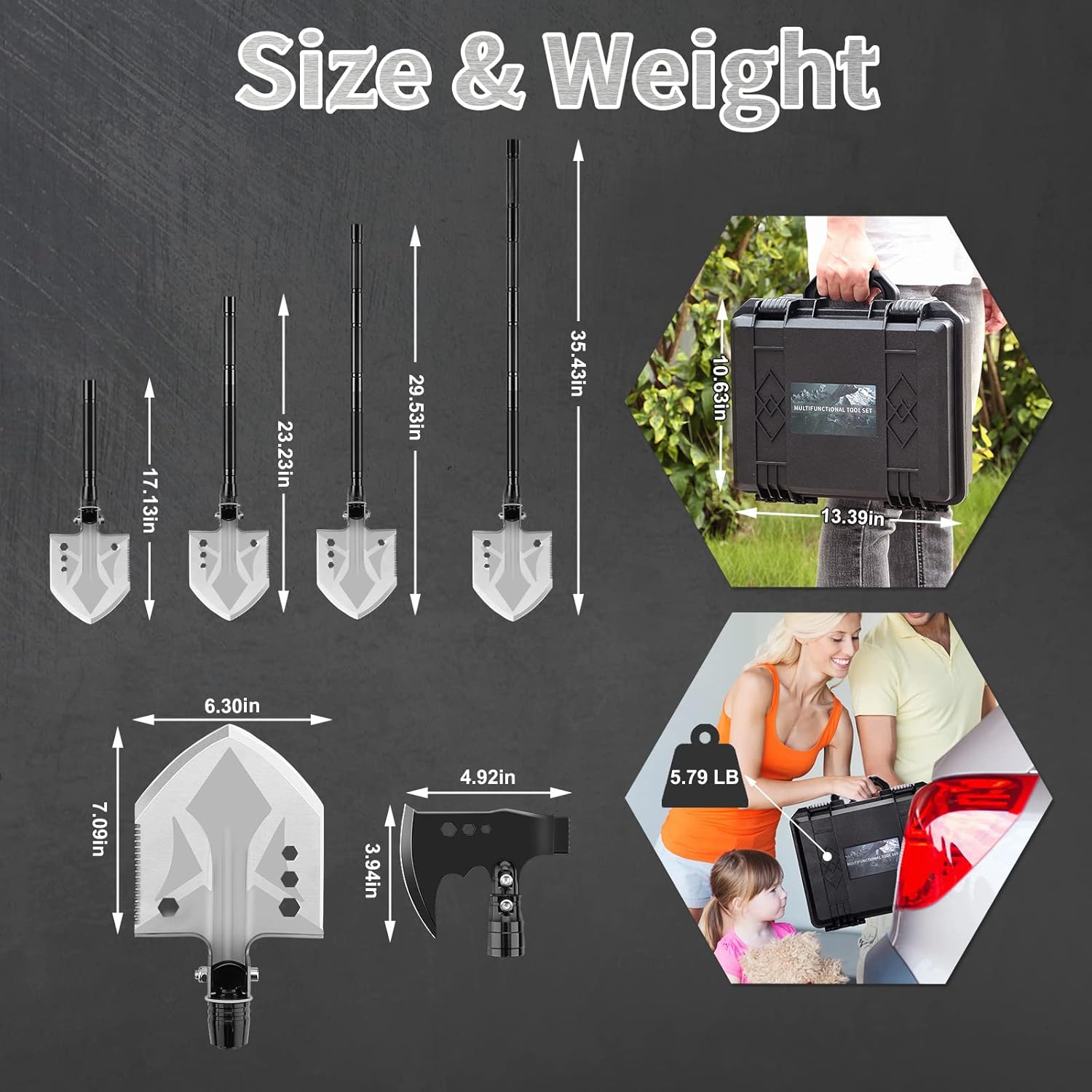 Folding Survival Shovel Multi-Tool with Storage Bag L275