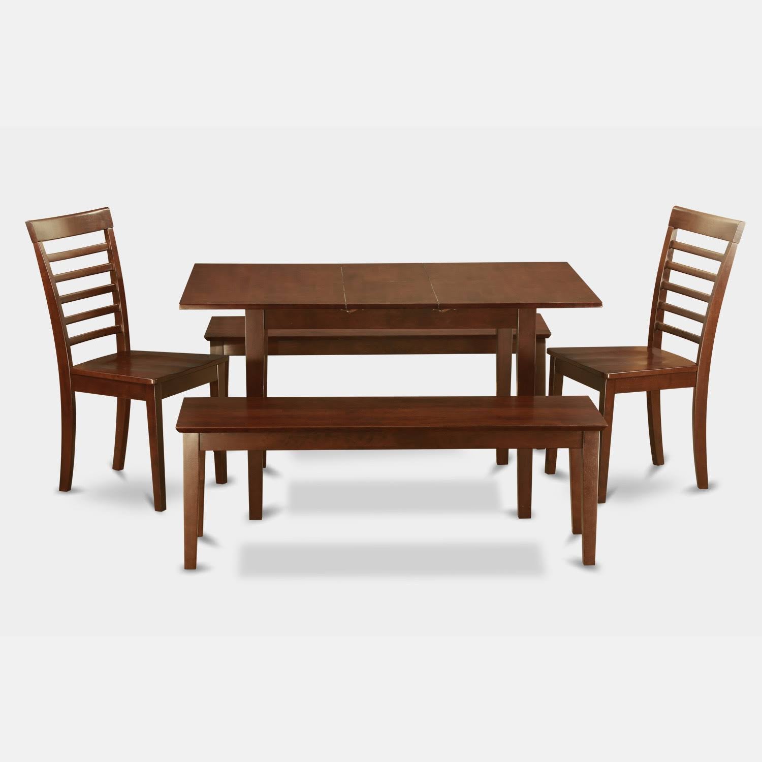 5 Piece Kitchen Table Set with 2 Chairs and 2 Benches S882995