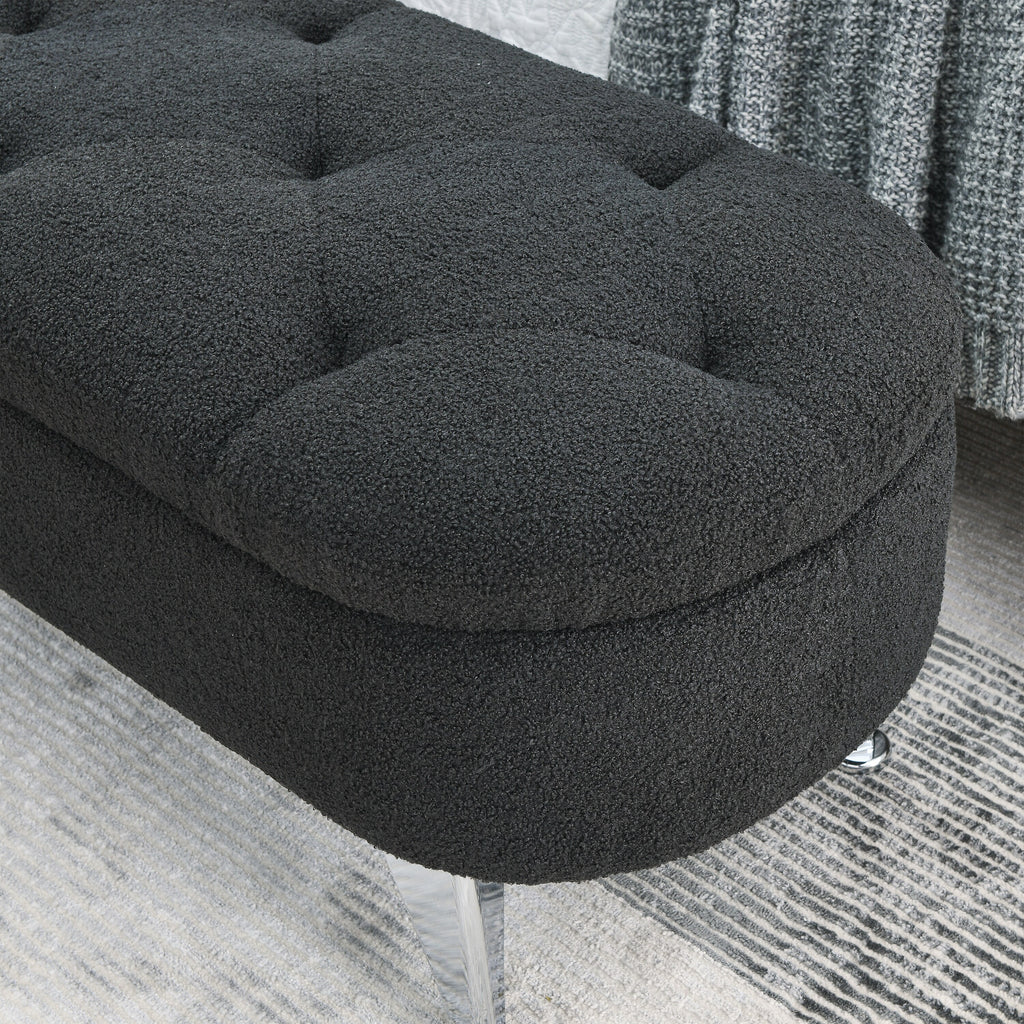 Black Teddy Storage Ottoman Bench S86384