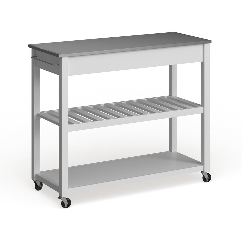 White Wood Kitchen Cart Island R719