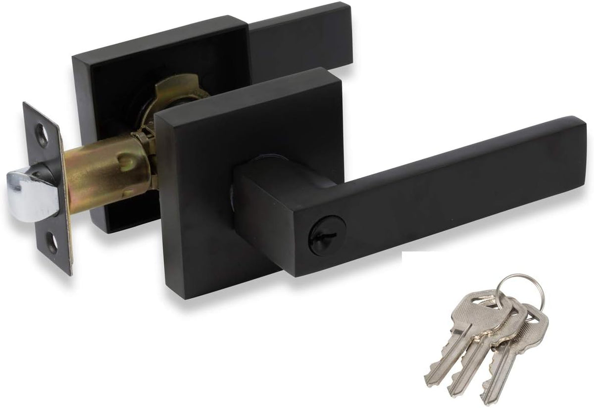 3 Pack Matte Black Door Lever Handles F125
