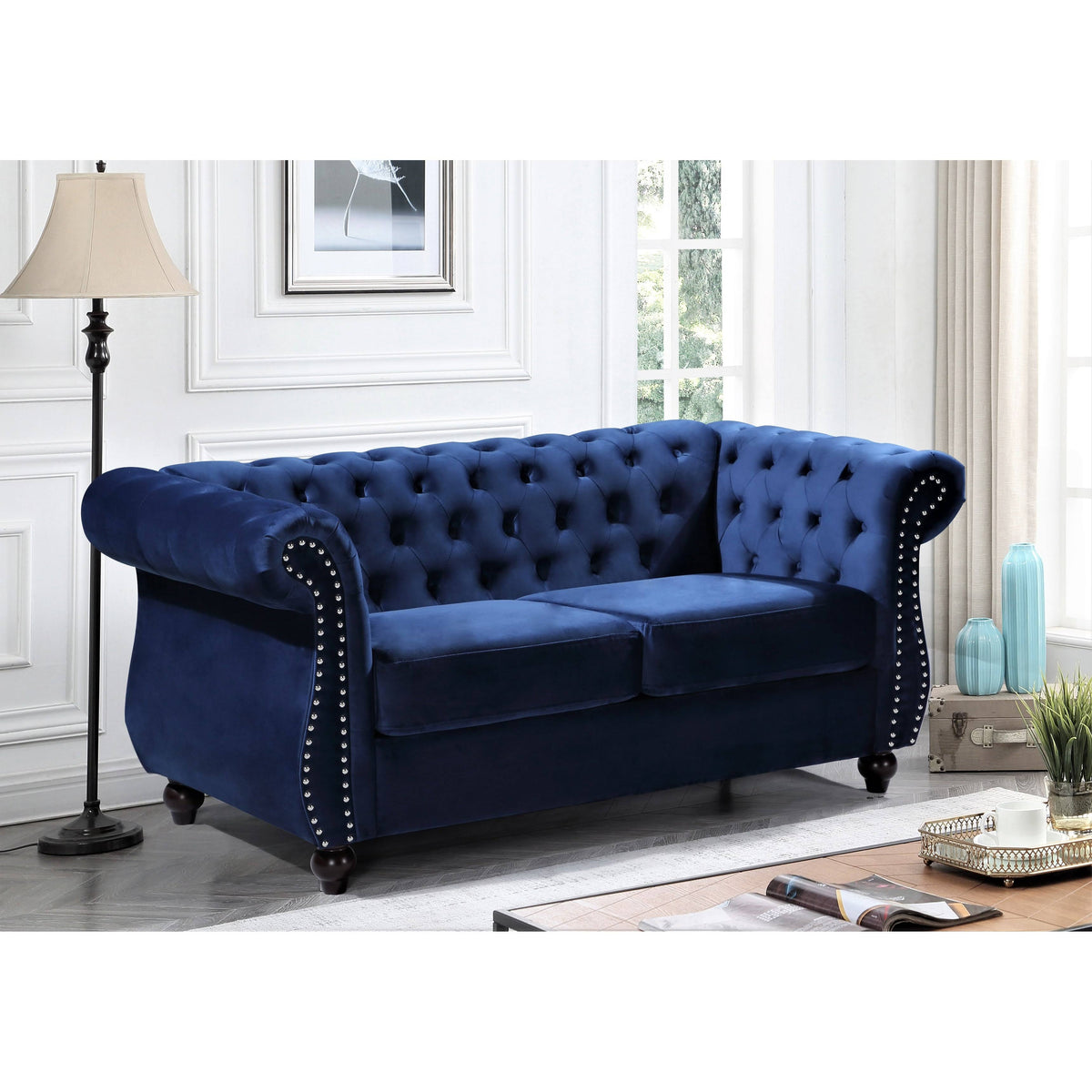 Pink Chesterfield Loveseat F85723