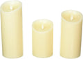 Set of 3 Ivory Real Wax Pillar Candles Q6667