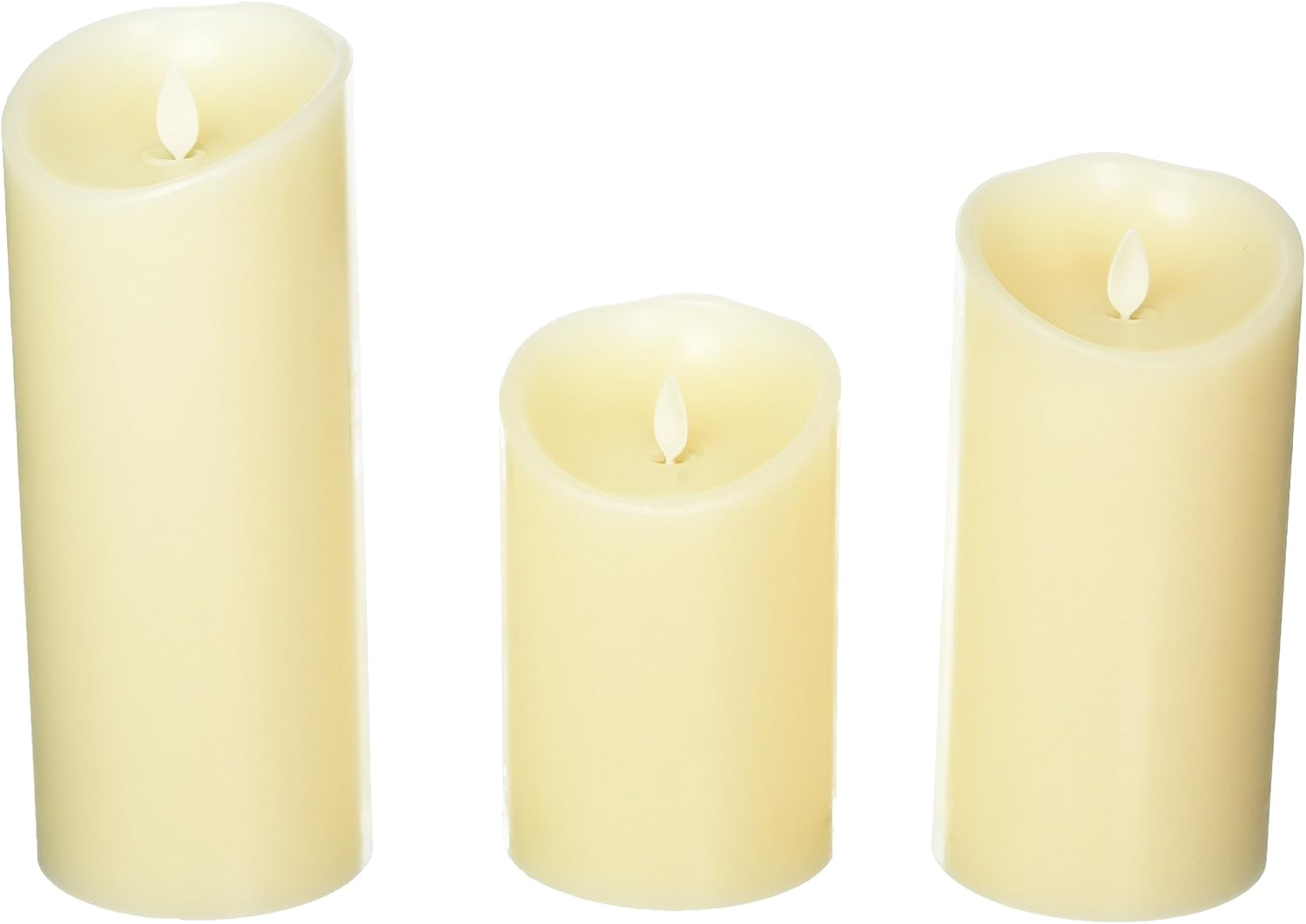 Set of 3 Ivory Real Wax Pillar Candles Q6667