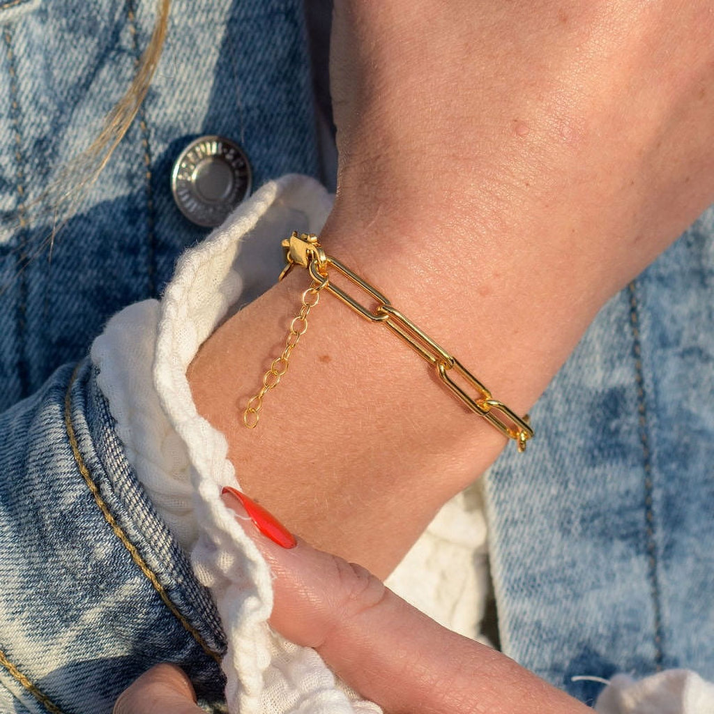 Vermeil Gold Plated Silver Chain Link Bracelet Y564