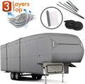 5th Wheel RV Cover 3-Ply Ripstop Waterproof with Steel Pole S80335