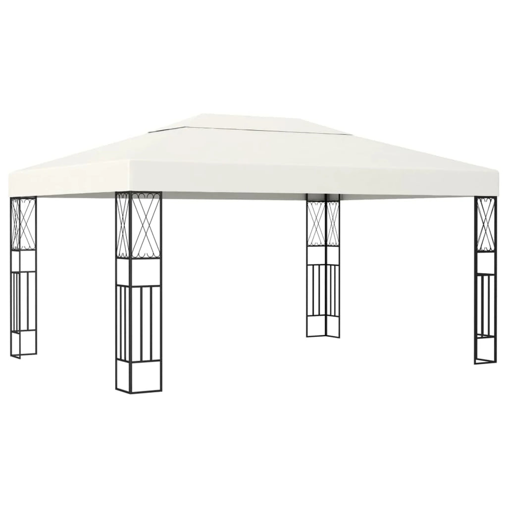 Canopy Tent Sun Shelter with Steel Frame Cream Fabric White Party Bbq Pop- Tent Picnic Patio 13.1' X 9.8' I97334