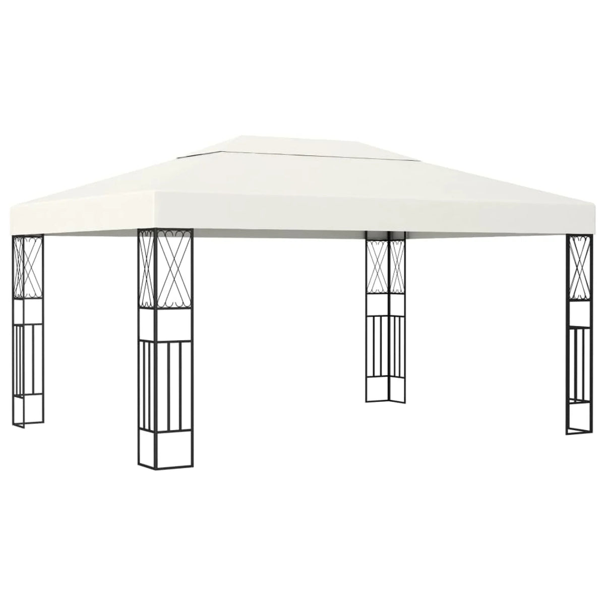 Canopy Tent Sun Shelter with Steel Frame Cream Fabric White Party Bbq Pop- Tent Picnic Patio 13.1' X 9.8' I97334