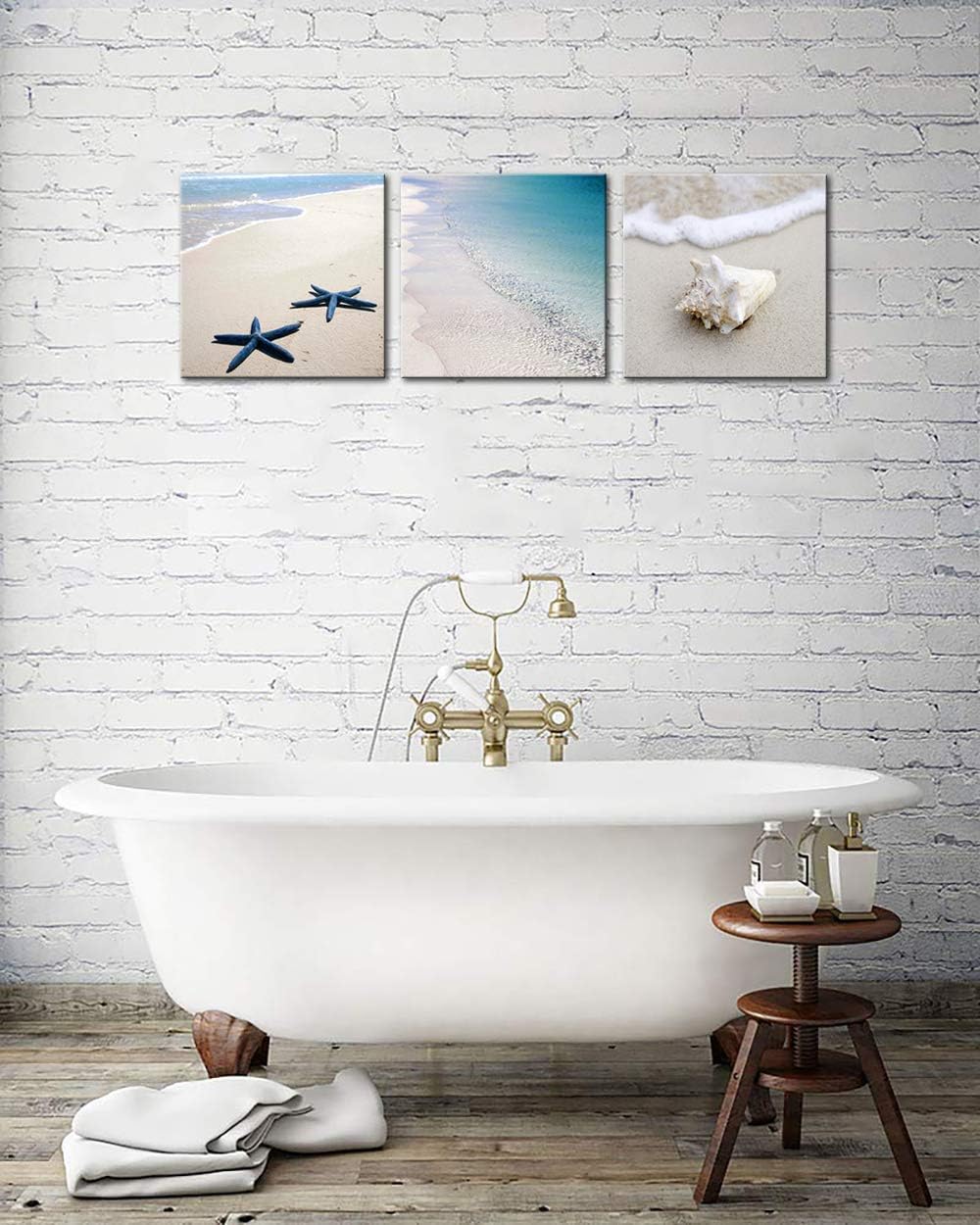 3 Piece Framed Canvas Wall Art Beach Seascape Painting Z31720