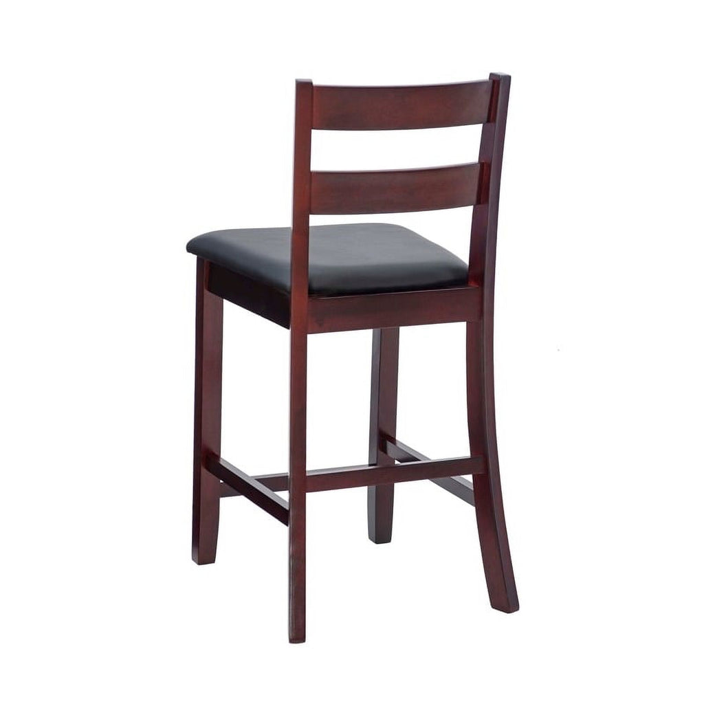 Dark Merlot Wood & Faux Leather Counter Stool O23146