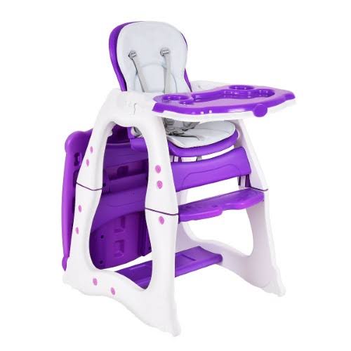 Purple 3 in 1 Baby High Chair Convertible Play Table Seat Booster Toddler Feeding Tray R2975