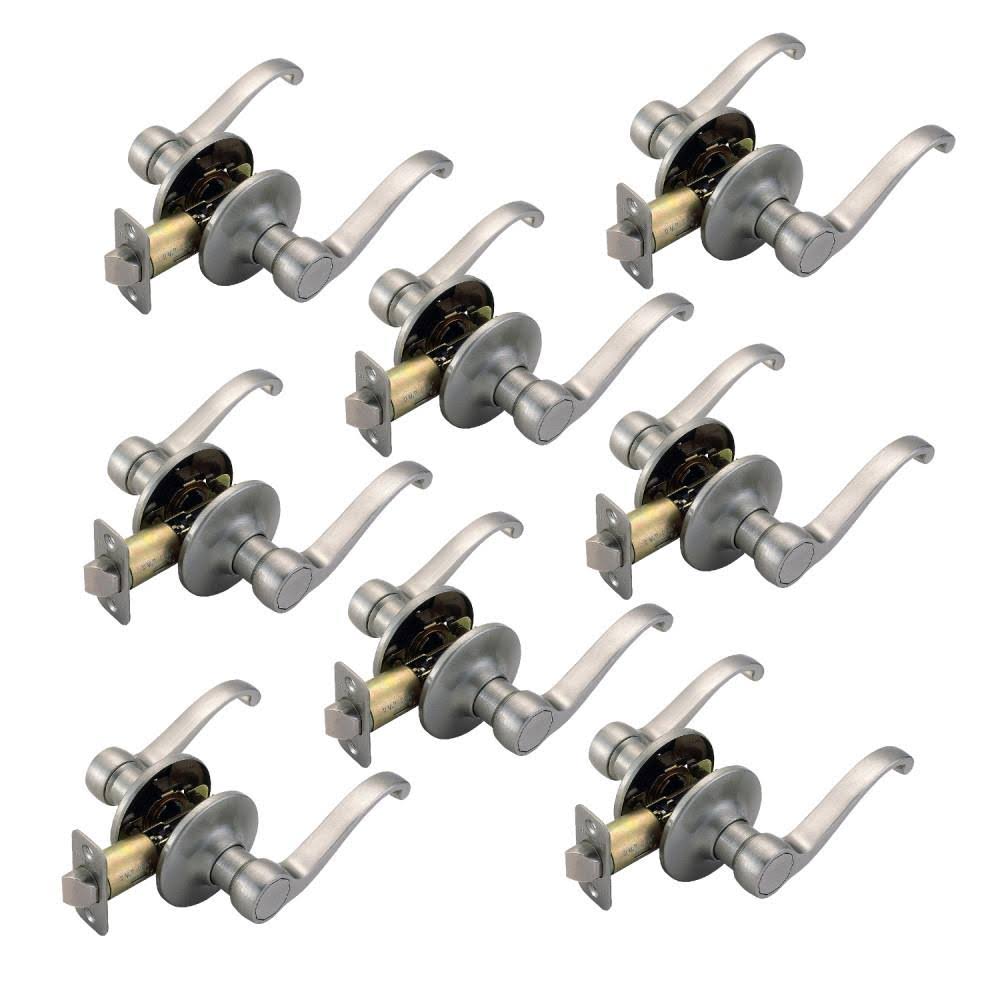 Satin Nickel Passage Door Lever (8-Pack) Q963920