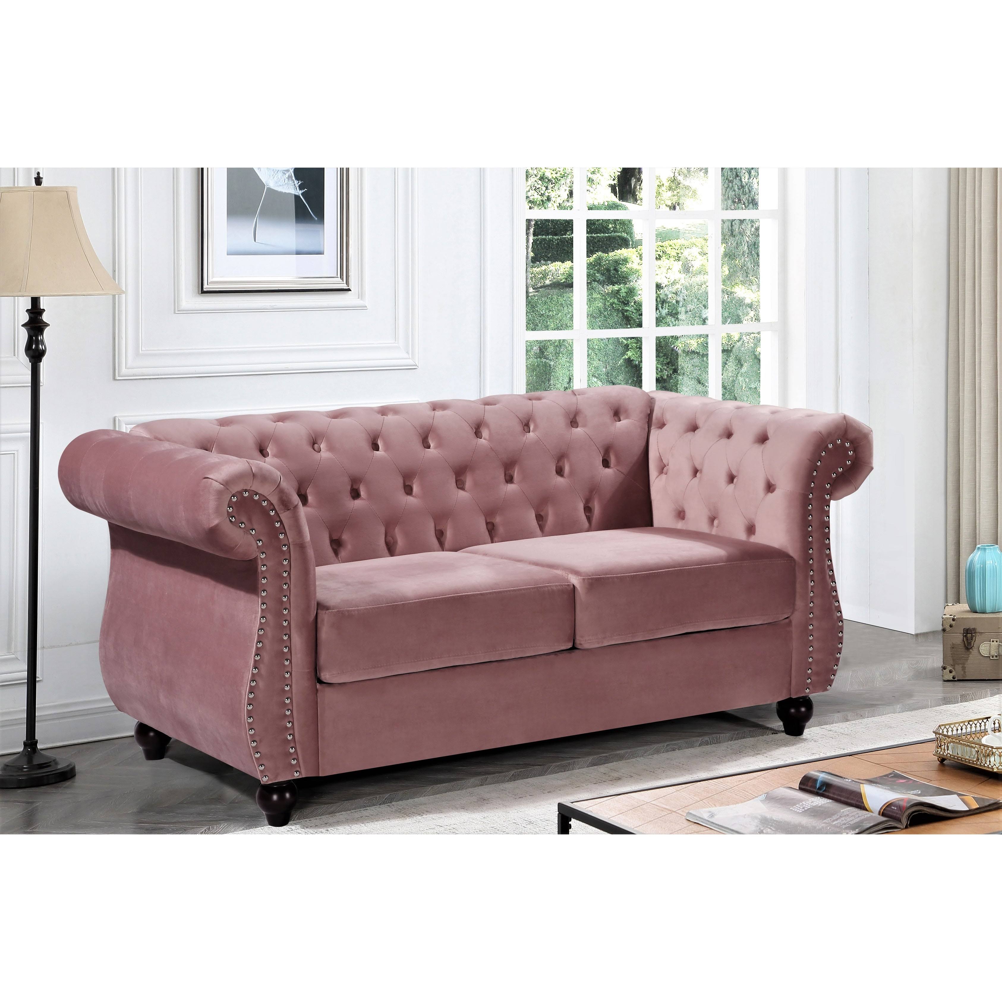 Pink Chesterfield Loveseat F85723