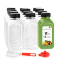 12 Pack Reusable Clear Plastic Juice Bottles with Caps X8970
