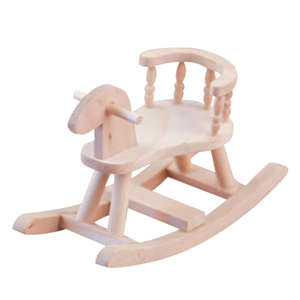 Dollhouse Unpainted Wooden Cockhorse Toy Furniture Model K37455