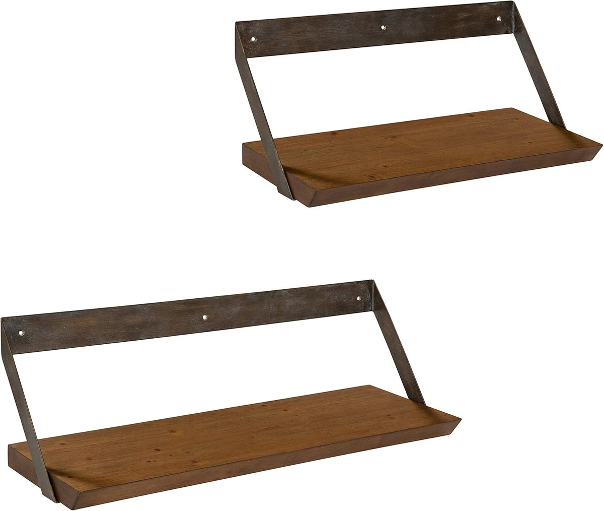 Floating Wall Shelf, Set of 2, Rustic Caramel and Raw Iron X568000