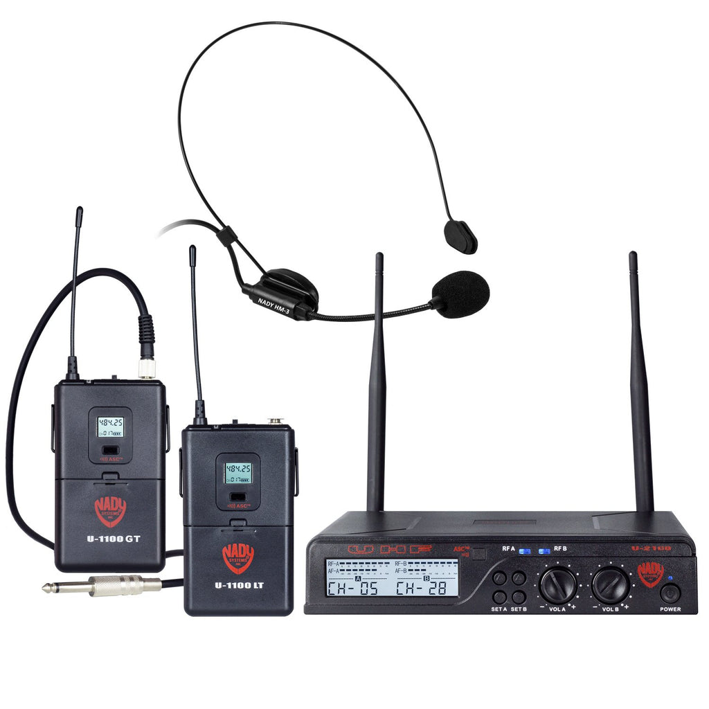 UHF Wireless Lavalier Microphone and Instrument/Guitar System D3147